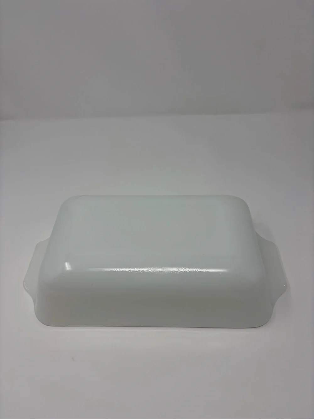Vintage Anchor Hocking Milk Glass Casserole Dish with Blue Floral Pattern